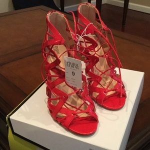 Prabal Gurung for Target Red Lace Up Pumps NWT